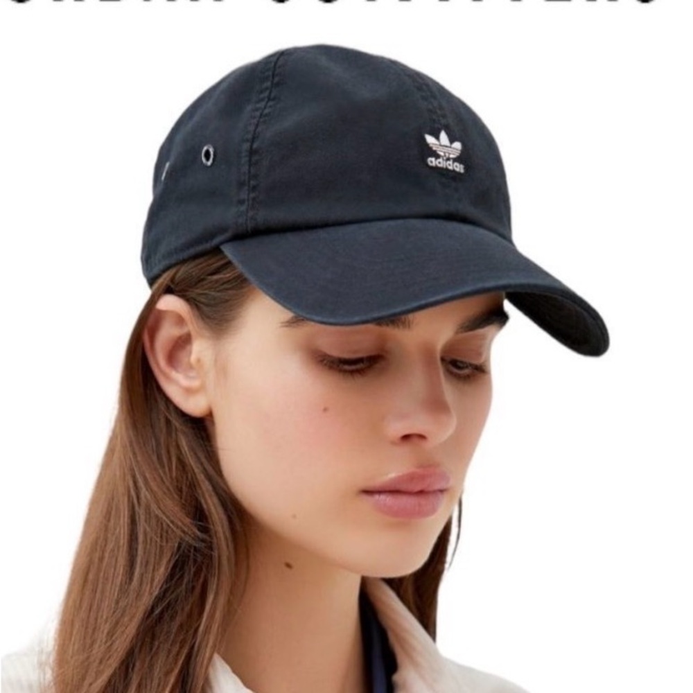 Adidas Baseball Cap Black Canvas Cotton Adjustable Strapback Spell Out Logo